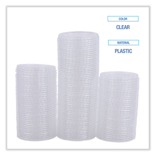 Image of Boardwalk® Souffle/Portion Cup Lids, Fits 1.5 oz and 2 oz Portion Cups, Plastic, Clear, 2,500/Carton