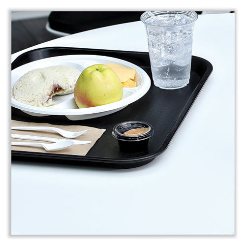 Image of Boardwalk® Souffle/Portion Cup Lids, Fits 1.5 oz and 2 oz Portion Cups, Plastic, Clear, 2,500/Carton
