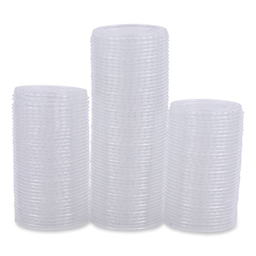 Image of Boardwalk® Souffle/Portion Cup Lids, Fits 1.5 oz and 2 oz Portion Cups, Plastic, Clear, 2,500/Carton