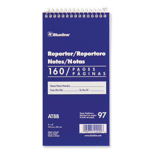 Image of Blueline® Reporters Note Pad, Medium/College Rule, Blue Cover, 80 White 4 x 8 Sheets