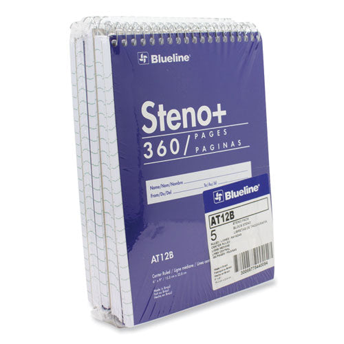 Image of Blueline® High-Capacity Steno Pad, Medium/College Rule, Blue Cover, 180 White 6 x 9 Sheets