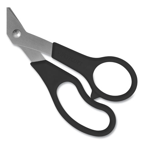 Image of Westcott® Value Line Stainless Steel Shears Value Pack, 8" Long, 3.5" Cut Length, Crane-Style Black Handle, 3/Pack