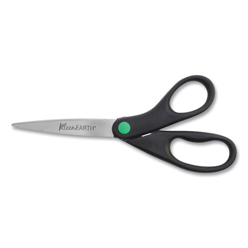 Image of Westcott® KleenEarth Scissors, 8" Long, 3.25" Cut Length, Straight Black Handle