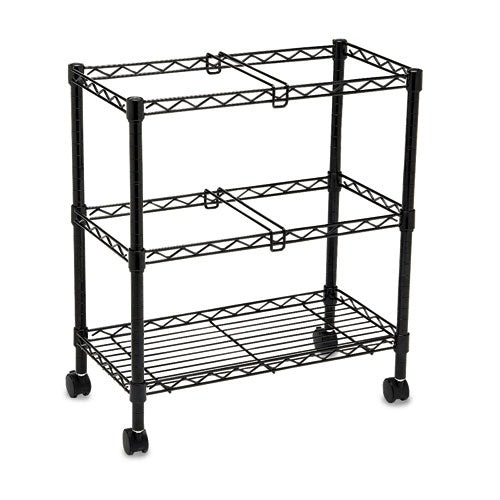 Image of Safco® Two-Tier Rolling File Cart, Metal, 3 Bins, 25.75" x 14" x 29.75", Black