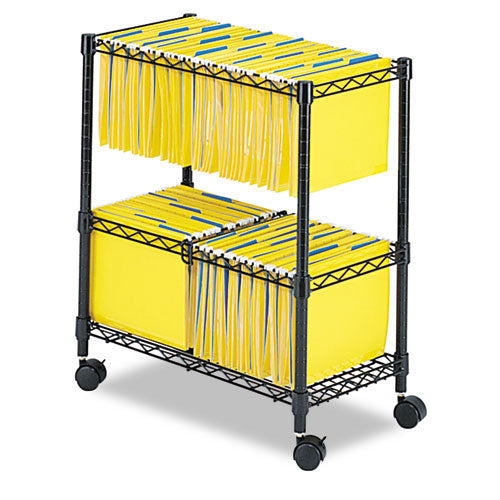 Image of Safco® Two-Tier Rolling File Cart, Metal, 3 Bins, 25.75" x 14" x 29.75", Black