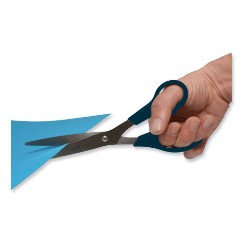 Image of Westcott® Value Line Stainless Steel Shears, 8" Long, 3.5" Cut Length, Offset Black Handle