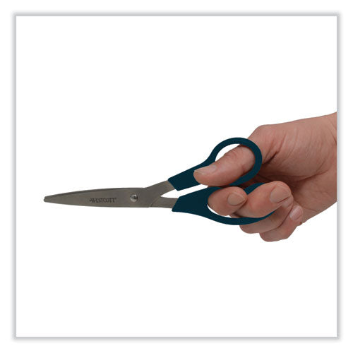 Image of Westcott® Value Line Stainless Steel Shears, 8" Long, 3.5" Cut Length, Offset Black Handle