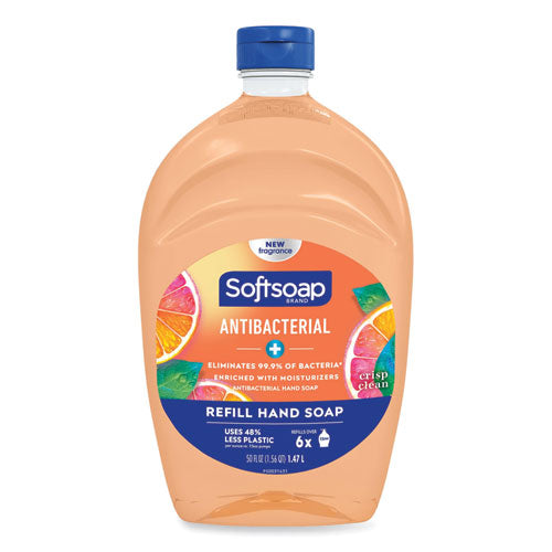 Image of Softsoap® Antibacterial Liquid Hand Soap Refill, Fresh Scent, 50 oz, Orange, 6/Carton