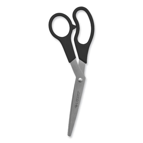 Image of Westcott® Value Line Stainless Steel Shears Value Pack, 8" Long, 3.5" Cut Length, Crane-Style Black Handle, 3/Pack