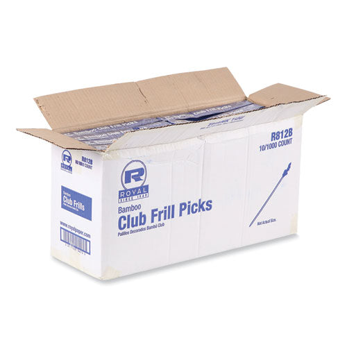 Image of AmerCareRoyal® Cellophane-Frill Wood Picks, Bamboo, 4" Assorted, 10,000/Carton