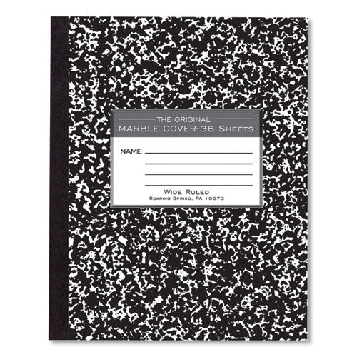 Image of Roaring Spring® Marble Cover Composition Book, Wide/Legal Rule, Black Marble Cover, (36) 8.5 x 7 Sheets