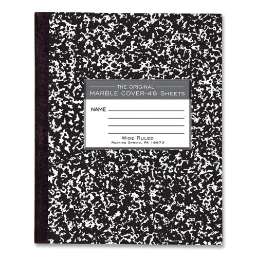 Image of Roaring Spring® Marble Cover Composition Book, Wide/Legal Rule, Black Marble Cover, (48) 8.5 x 7 Sheets