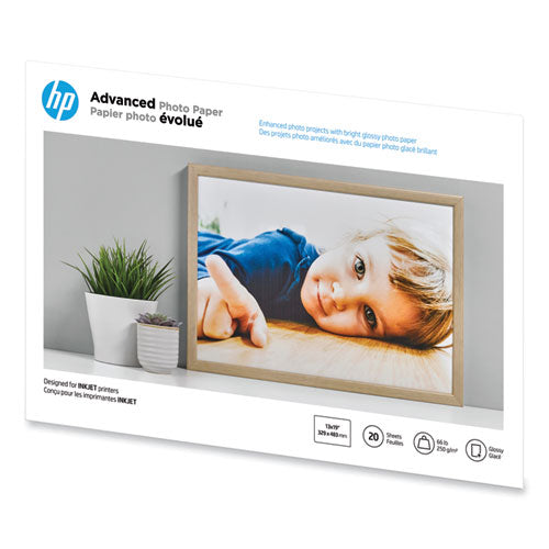 Image of HP Advanced Photo Paper, 10.5 Mil, 13 X 19, Glossy White, 20/pack