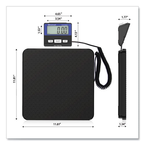 Image of Brecknell PS150 Slimline Portable Bench Scale, 150 lbs/70 kg Capacity, 11.8 x 11.8 x 1.34 Platform, Black