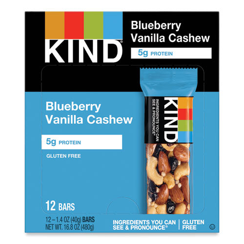 Image of KIND Fruit And Nut Bars, Blueberry Vanilla And Cashew, 1.4 Oz Bar, 12/box