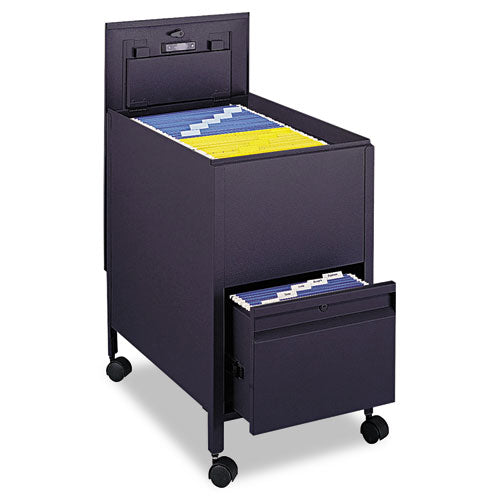 Image of Safco® Locking Mobile Tub File with Drawer, Letter Size, Metal, 1 Drawer, 1 Bin, 17" x 26" x 28", Black