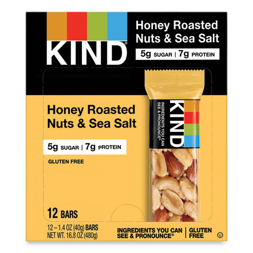 Image of KIND Nuts And Spices Bar, Honey Roasted Nuts/sea Salt, 1.4 Oz Bar, 12/box