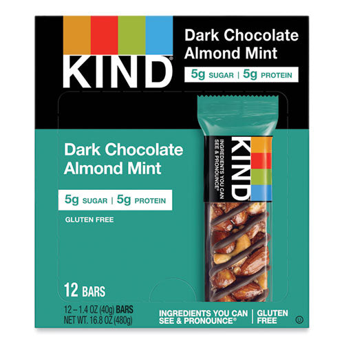 Image of KIND Nuts And Spices Bar, Dark Chocolate Almond Mint, 1.4 Oz Bar, 12/box