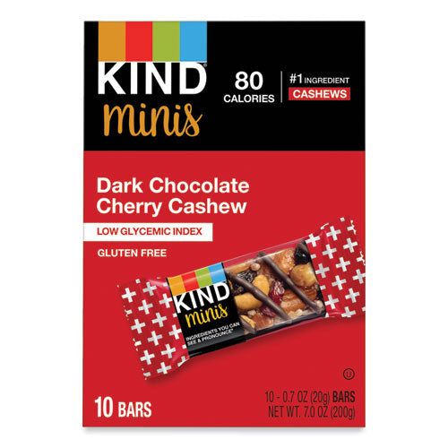 Image of KIND Minis, Dark Chocolate Cherry Cashew, 0.7 Oz, 10/pack