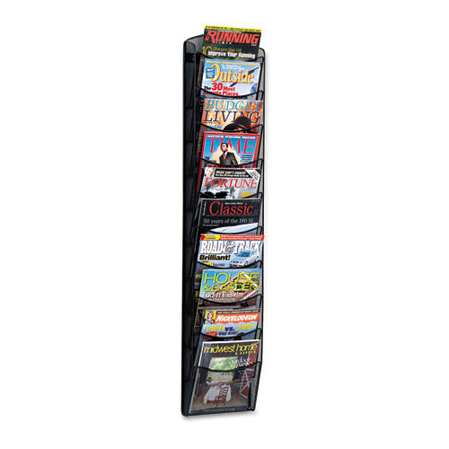 Image of Safco® Onyx Mesh Literature Rack, Ten Compartments, 10.25w X 3.5d X 50.75h, Black