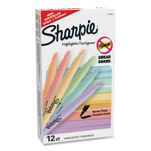 Image of Sharpie® Pocket Style Highlighters, Assorted Ink Colors, Chisel Tip, Assorted Barrel Colors, 12/Pack