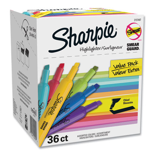 Image of Sharpie® Tank Style Highlighters, Assorted Ink Colors, Chisel Tip, Assorted Barrel Colors, 36/Pack