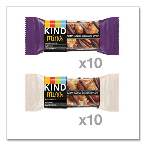 Image of KIND Minis, Salted Caramel And Dark Chocolate Nut/dark Chocolate Almond And Coconut, 0.7 Oz, 20/pack