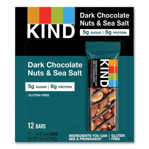 Image of KIND Nuts And Spices Bar, Dark Chocolate Nuts And Sea Salt, 1.4 Oz, 12/box