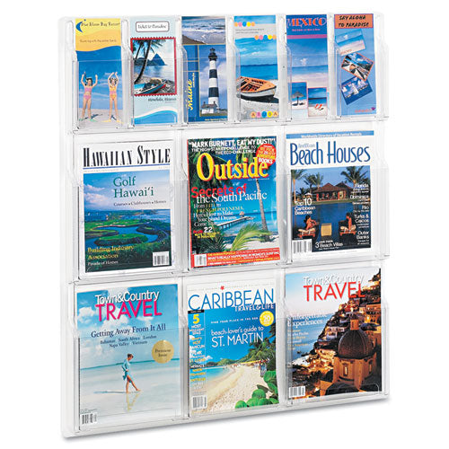 Image of Safco® Reveal Clear Literature Displays, 12 Compartments, 30w X 2d X 34.75h, Clear