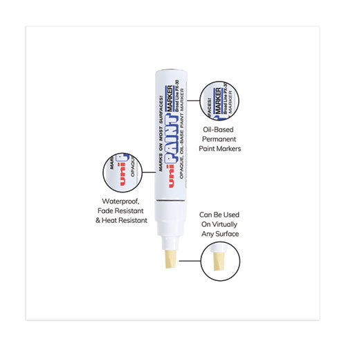 Image of uni®-Paint Permanent Marker, Broad Chisel Tip, White