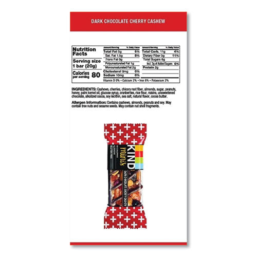 Image of KIND Minis, Dark Chocolate Cherry Cashew, 0.7 Oz, 10/pack