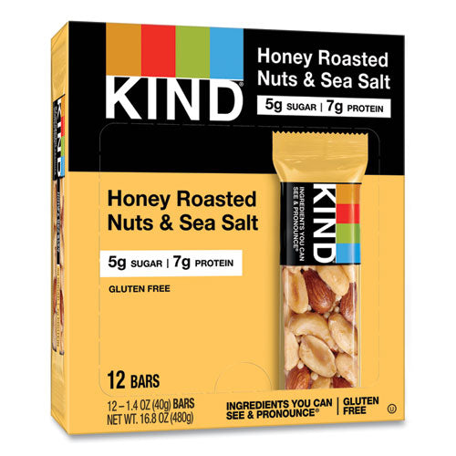 Image of KIND Nuts And Spices Bar, Honey Roasted Nuts/sea Salt, 1.4 Oz Bar, 12/box