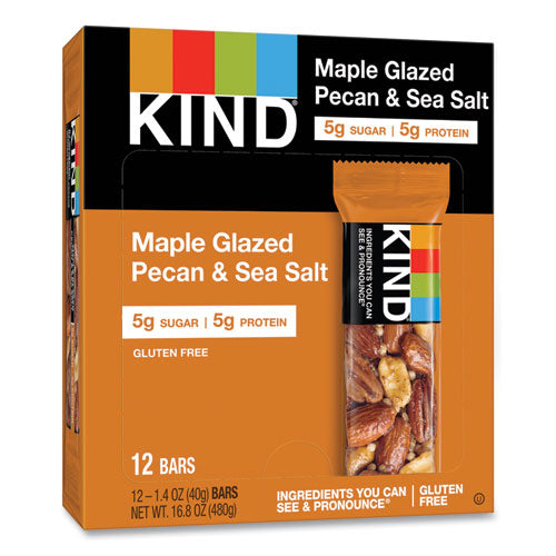 Image of KIND Nuts And Spices Bar, Maple Glazed Pecan And Sea Salt, 1.4 Oz Bar, 12/box