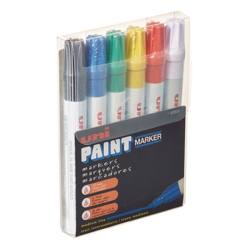 Image of uni®-Paint Permanent Marker, Medium Bullet Tip, Assorted Colors, 6/set