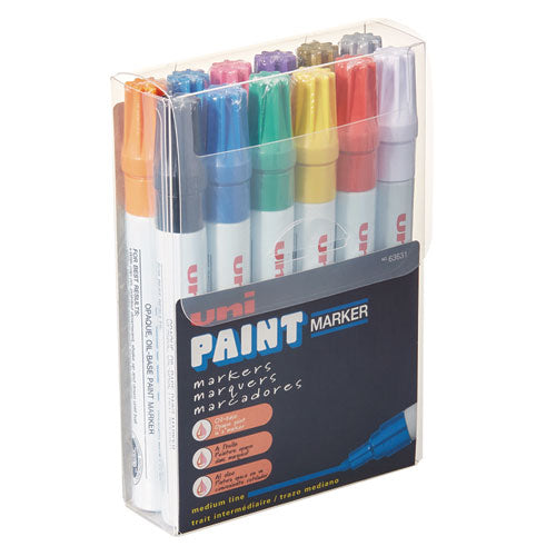 Image of uni®-Paint Permanent Marker, Medium Bullet Tip, Assorted Colors, 12/set