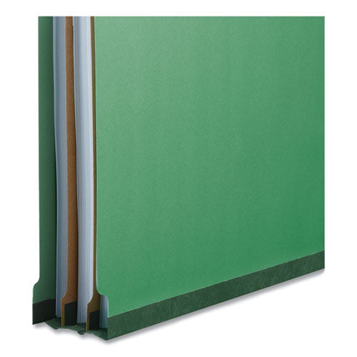 Image of Universal® Deluxe Six-Section Pressboard End Tab Classification Folders, 2 Dividers, 6 Fasteners, Letter Size, Green, 10/Box