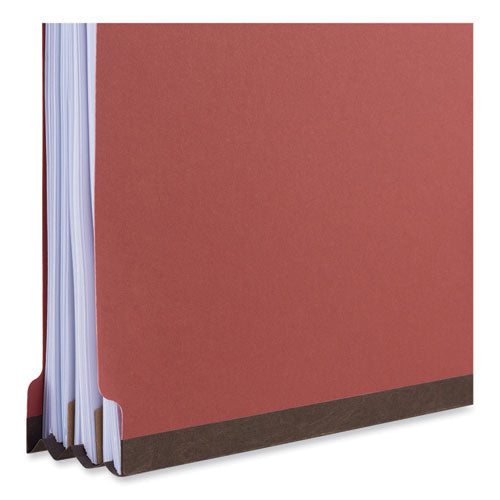 Image of Universal® Six-Section Classification Folders, Heavy-Duty Pressboard Cover, 2 Dividers, 6 Fasteners, Legal Size, Brick Red, 20/Box