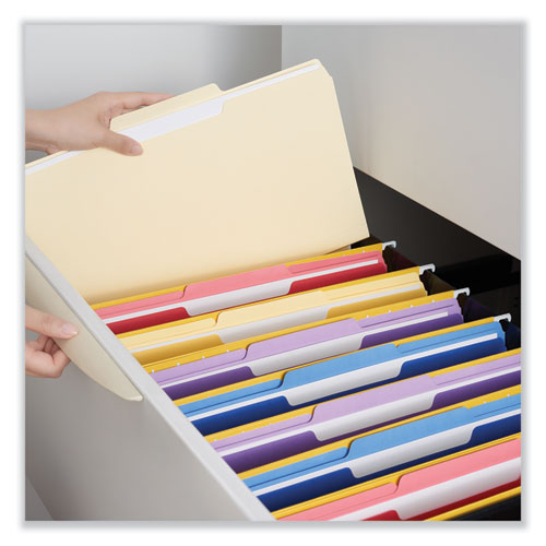 Image of Universal® Top Tab File Folders, 1/3-Cut Tabs: Center Position, Letter Size, 0.75" Expansion, Manila, 100/Box