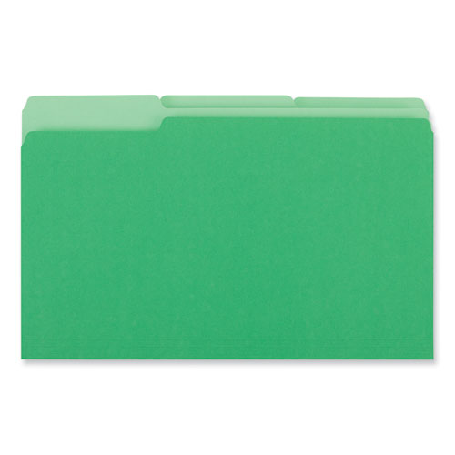 Image of Universal® Interior File Folders, 1/3-Cut Tabs: Assorted, Legal Size, 11-pt Stock, Green, 100/Box