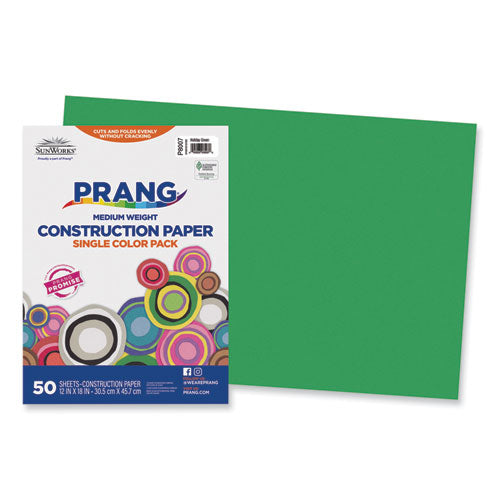 Image of Prang® SunWorks Construction Paper, 50 lb Text Weight, 12 x 18, Holiday Green, 50/Pack