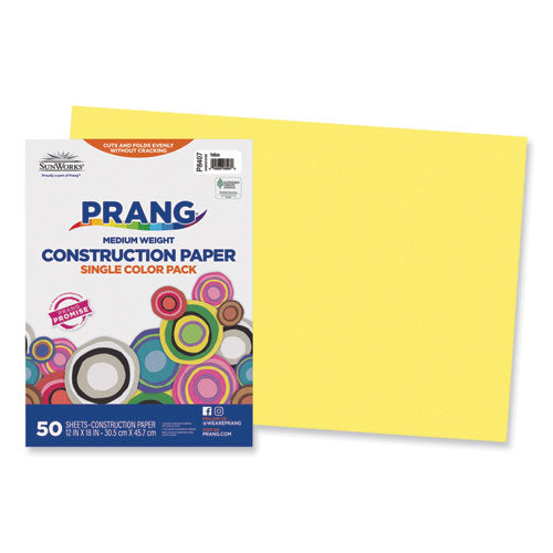 Image of Prang® SunWorks Construction Paper, 50 lb Text Weight, 12 x 18, Yellow, 50/Pack
