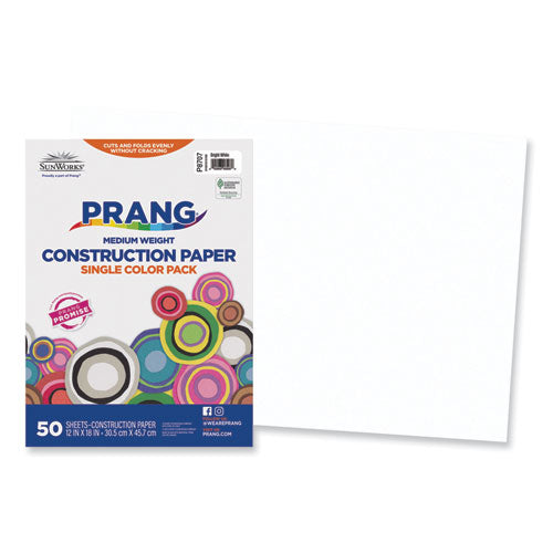 Image of Prang® SunWorks Construction Paper, 50 lb Text Weight, 12 x 18, Bright White, 50/Pack