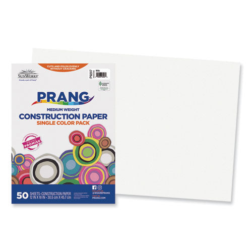 Image of Prang® SunWorks Construction Paper, 50 lb Text Weight, 12 x 18, White, 50/Pack