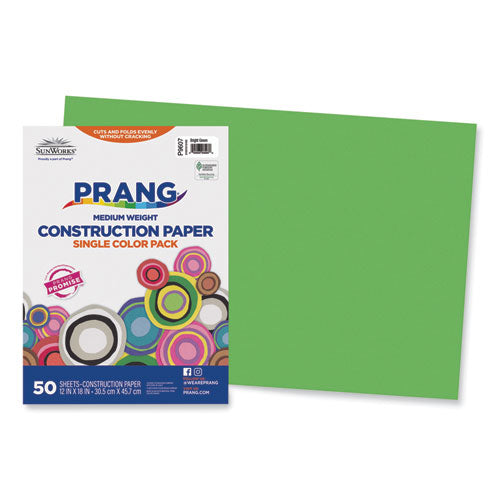 Image of Prang® SunWorks Construction Paper, 50 lb Text Weight, 12 x 18, Bright Green, 50/Pack