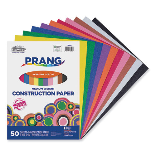 Image of Prang® SunWorks Construction Paper, 50 lb Text Weight, 9 x 12, Assorted, 50/Pack
