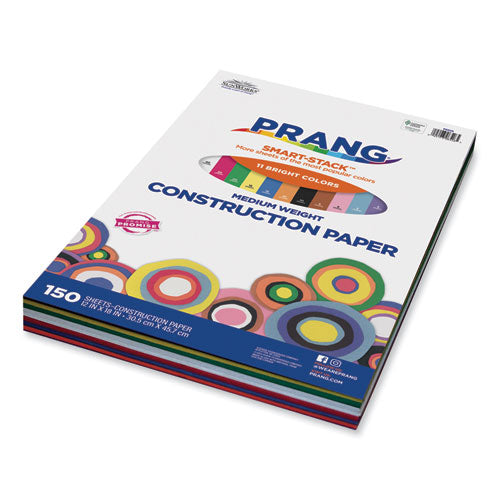 Image of Prang® SunWorks Construction Paper Smart-Stack, 50 lb Text Weight, 12 x 18, Assorted, 150/Pack