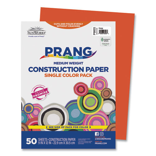 Image of Prang® SunWorks Construction Paper, 50 lb Text Weight, 9 x 12, Orange, 50/Pack