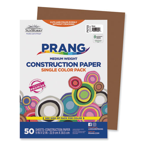 Image of Prang® SunWorks Construction Paper, 58 lb Text Weight, 9 x 12, Brown, 50/Pack