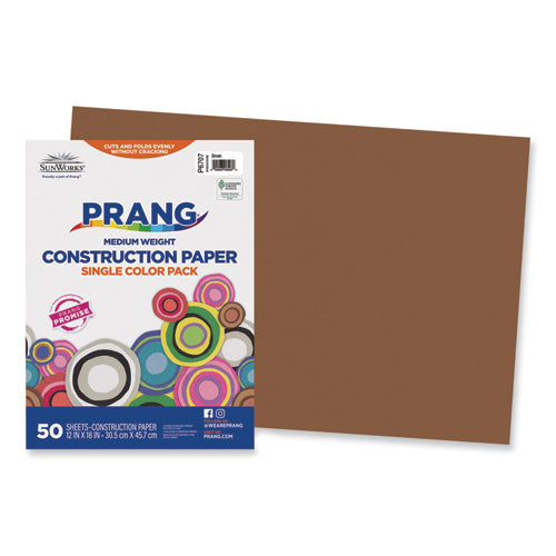 Image of Prang® SunWorks Construction Paper, 50 lb Text Weight, 12 x 18, Brown, 50/Pack