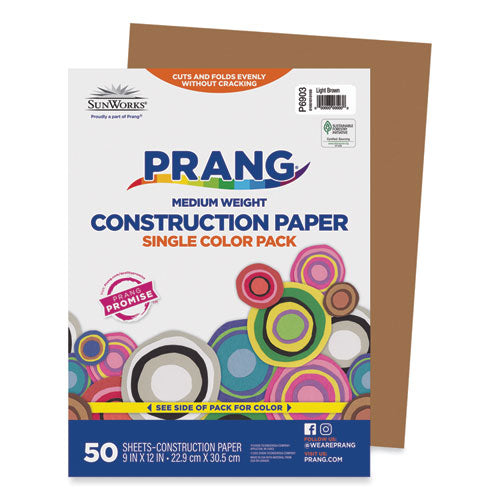 Image of Prang® SunWorks Construction Paper, 50 lb Text Weight, 9 x 12, Light Brown, 50/Pack
